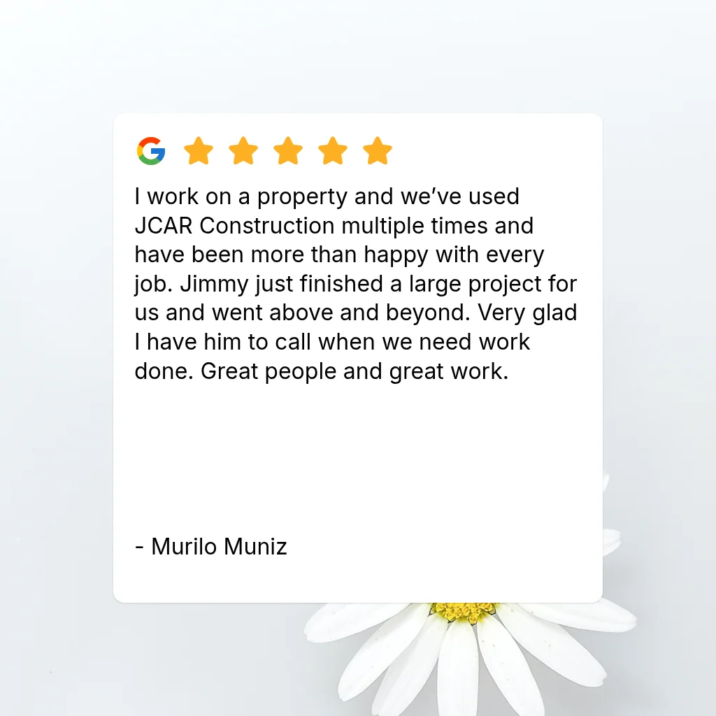 Google review testimonial for construction work completed on residential property