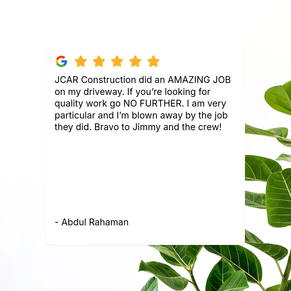 Five-star Google review for driveway concrete work